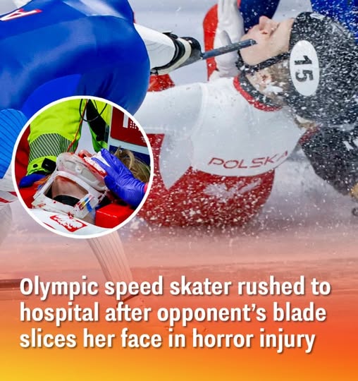 Olympic speed skater rushed to hospital after opponent’s blade slices her face in horror injury